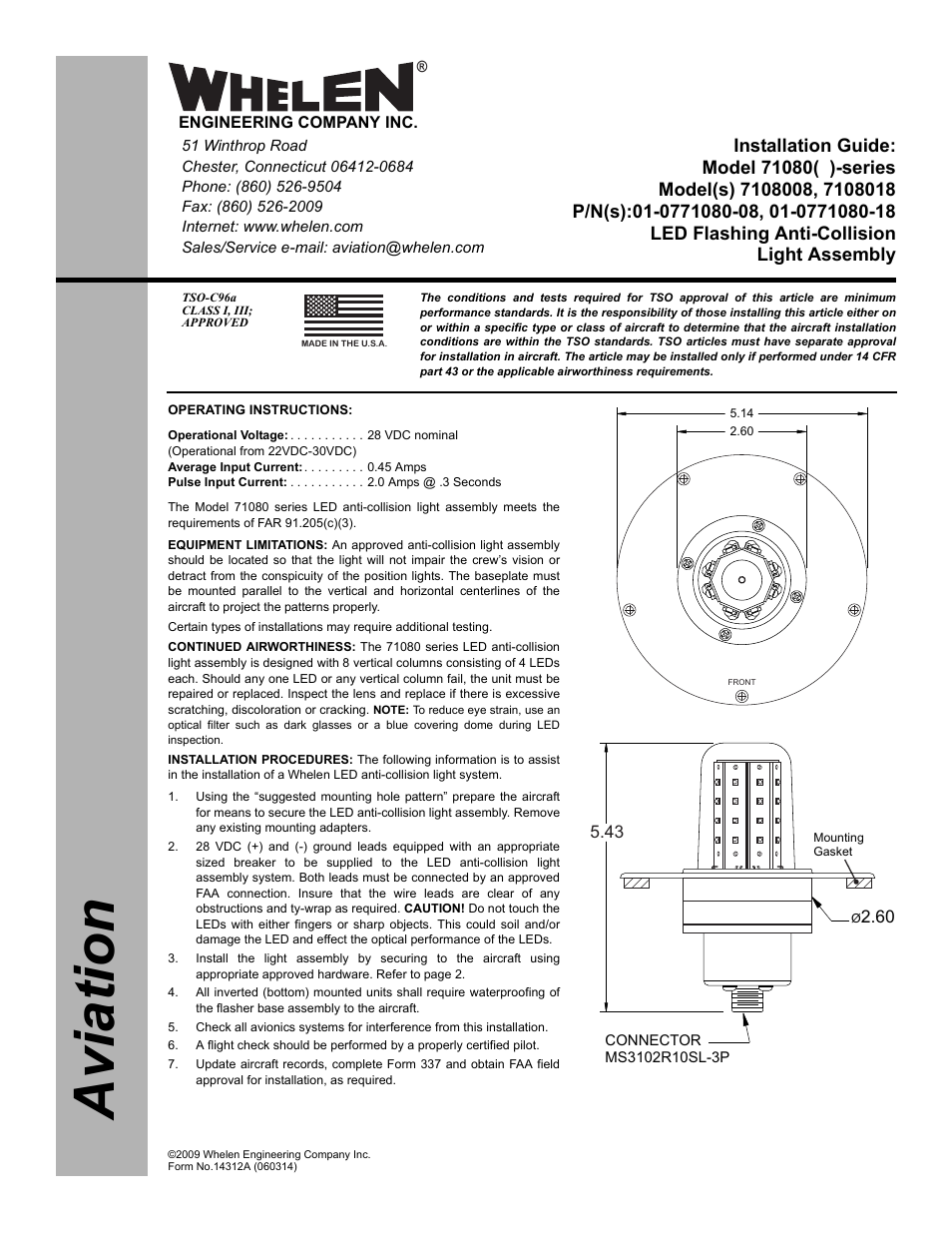 Whelen 7108008 User Manual | 2 pages