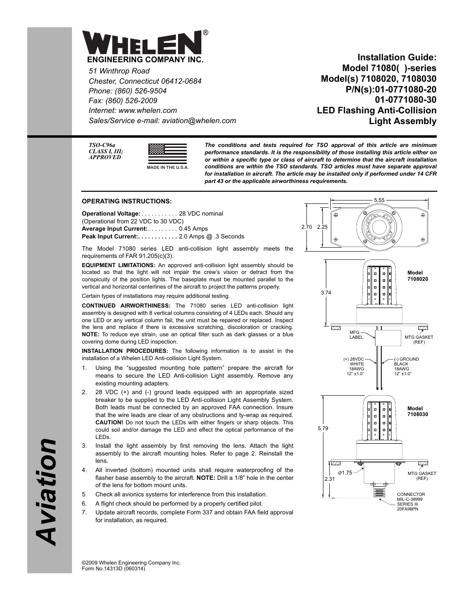Whelen 7108020 User Manual | 2 pages