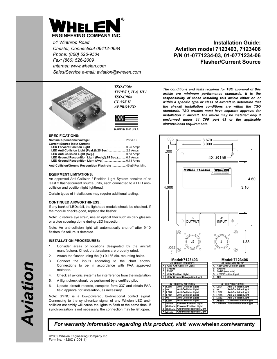 Whelen 7123403 User Manual | 1 page