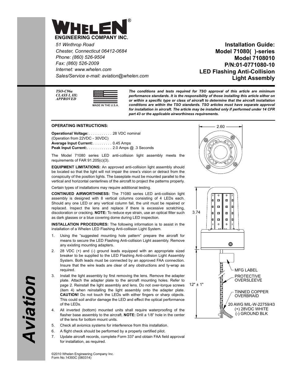 Whelen 7108010 User Manual | 2 pages