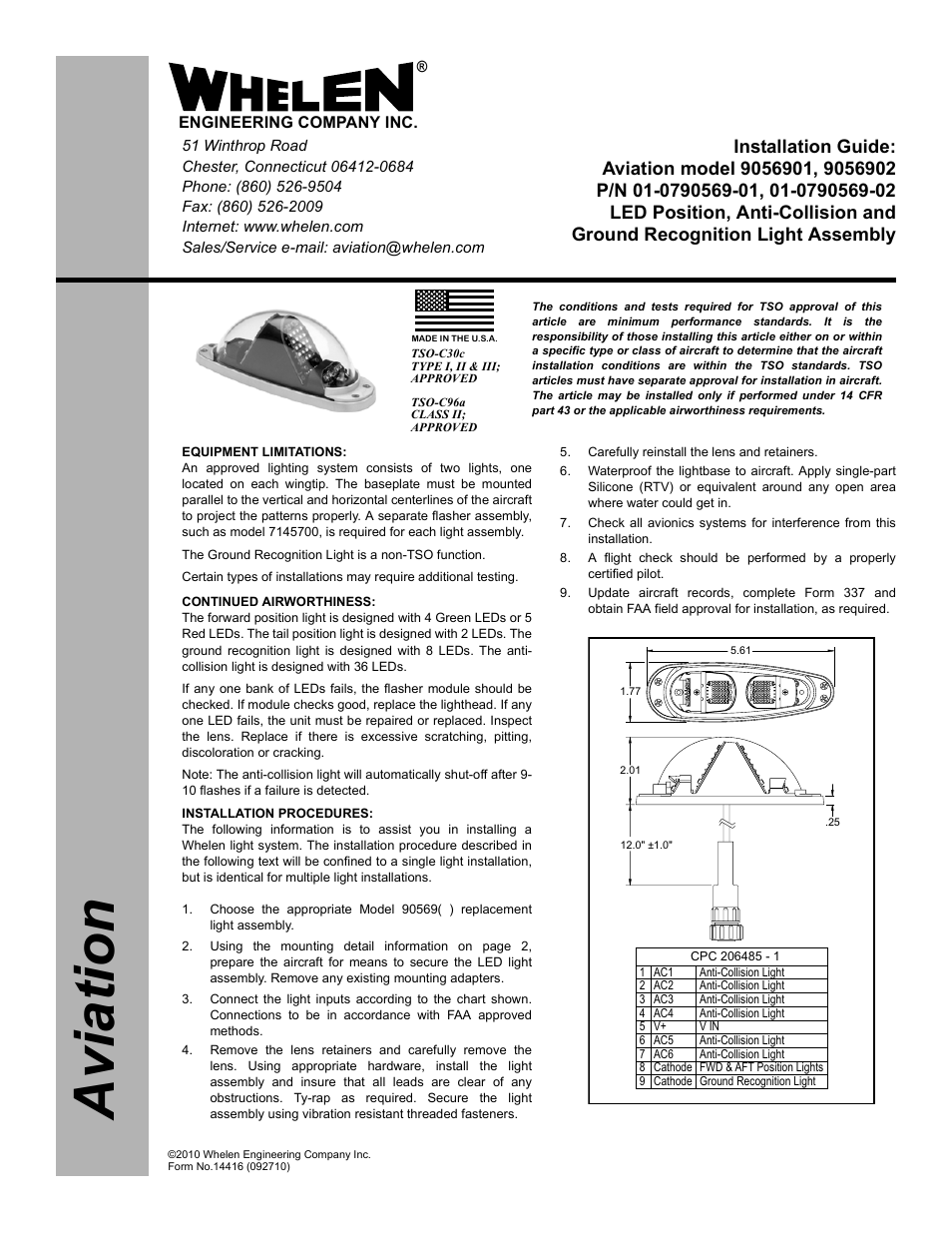 Whelen 9056901 User Manual | 2 pages