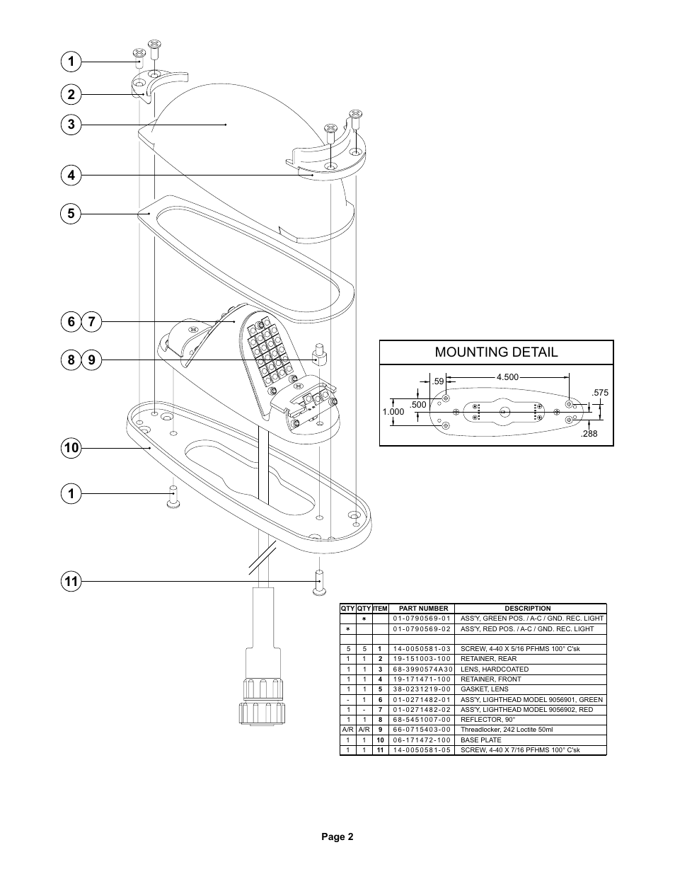 Mounting detail | Whelen 9056901 User Manual | Page 2 / 2