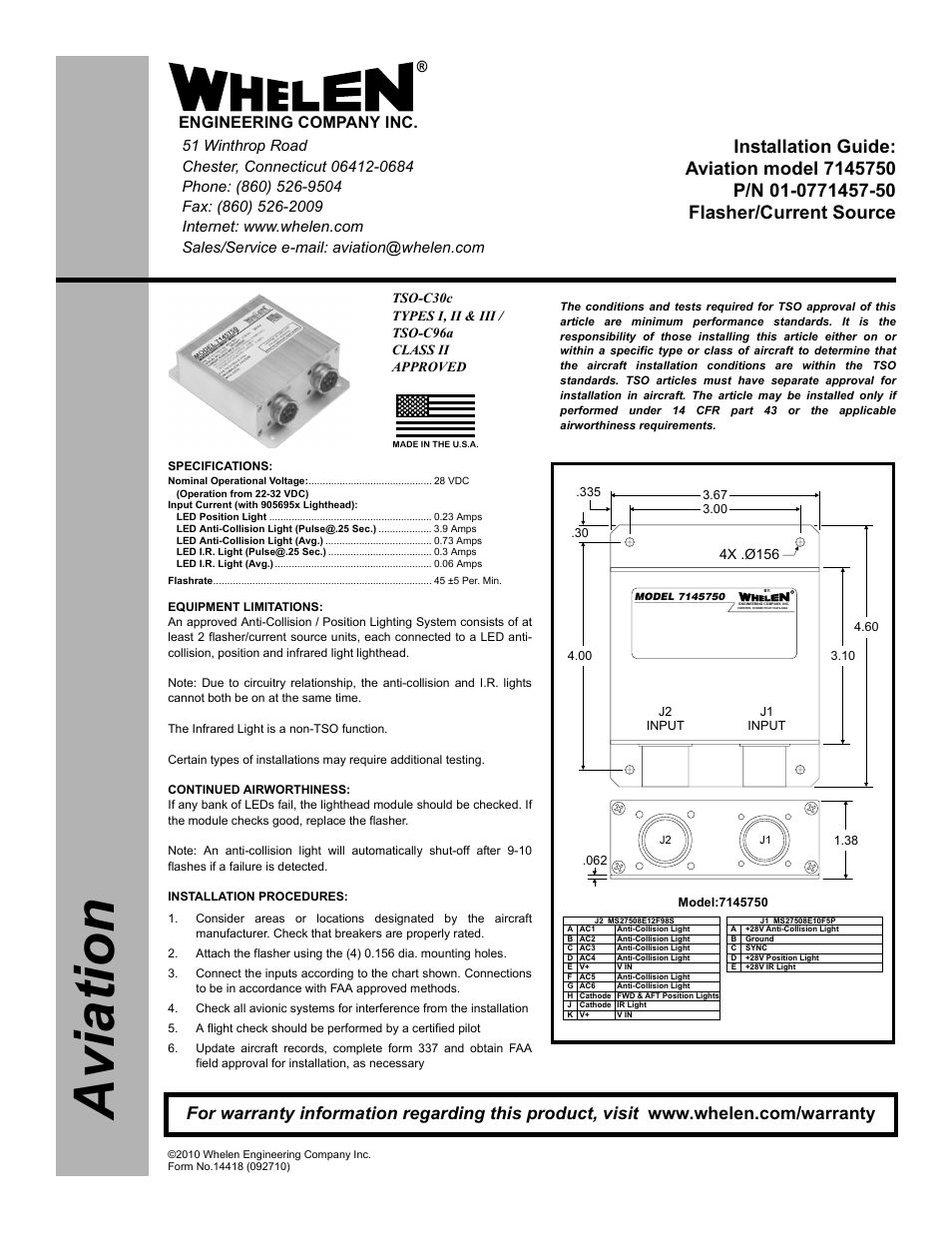 Whelen 7145750 User Manual | 1 page