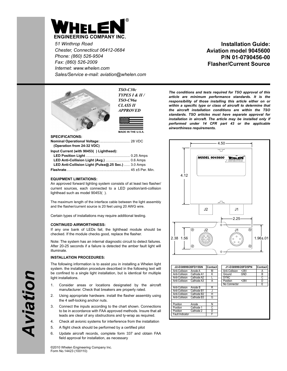 Whelen 9045600 User Manual | 1 page