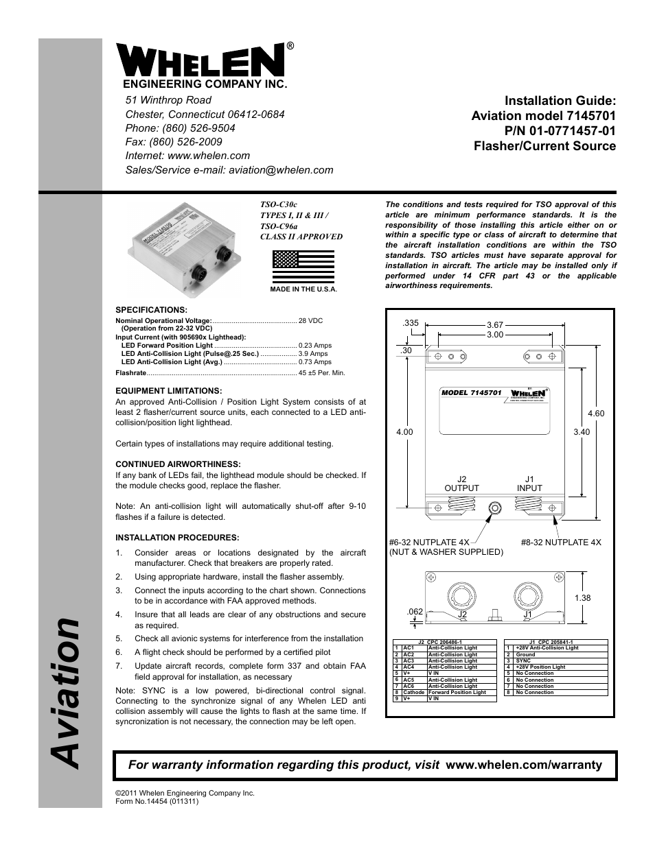 Whelen 7145701 User Manual | 1 page