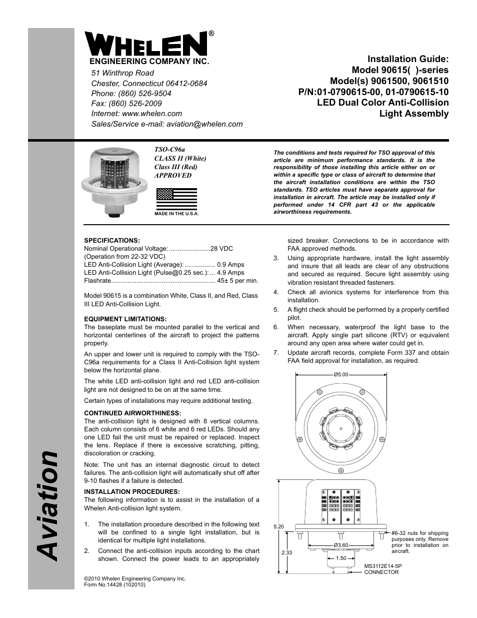 Whelen 9061500 User Manual | 2 pages