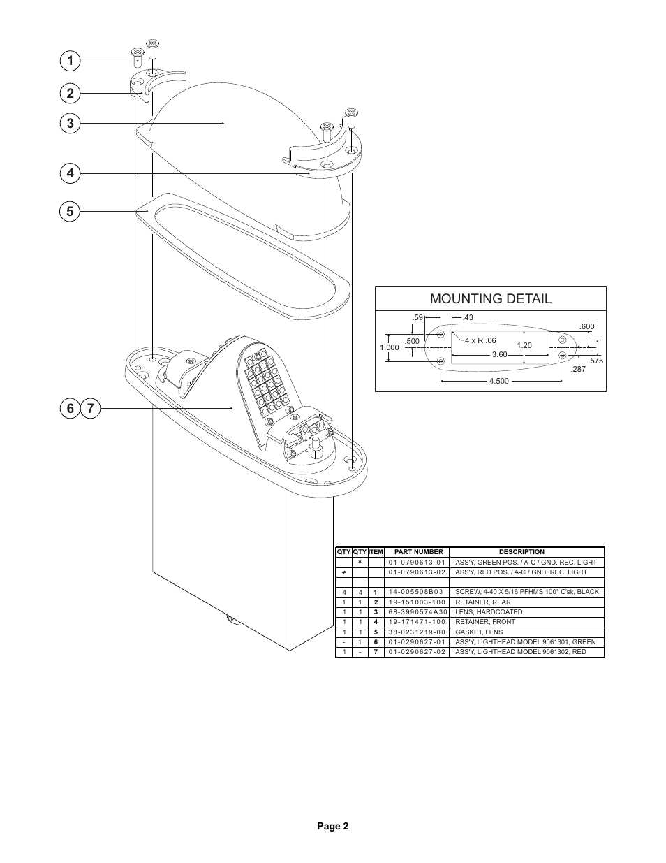 56 7 mounting detail | Whelen 9061301 User Manual | Page 2 / 2