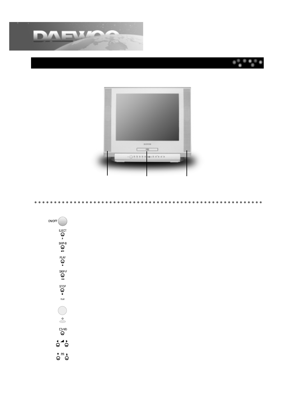 Identification of controls, Main body (front part) | Daewoo DDT-21H9 S User Manual | Page 5 / 54