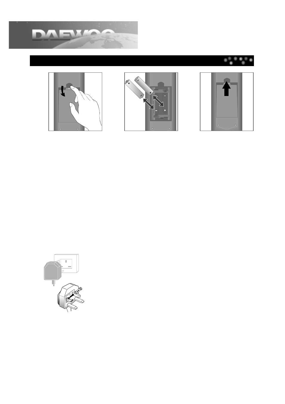 Inserting the batteries | Daewoo DDT-21H9 S User Manual | Page 9 / 54