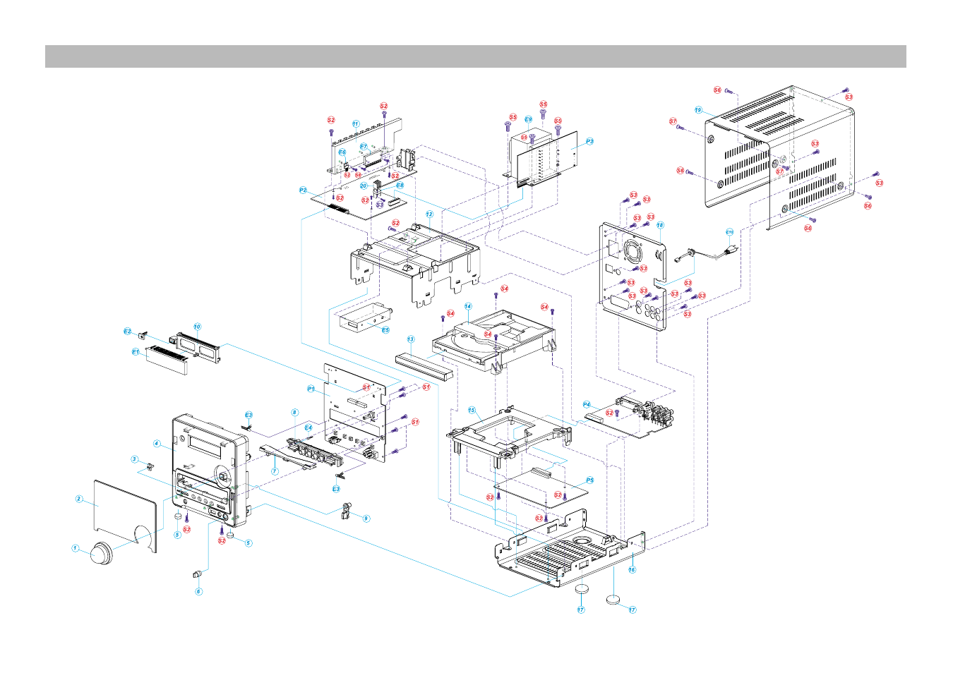 Exploded view and mechanical parts list | Daewoo RD-400 User Manual | Page 44 / 62