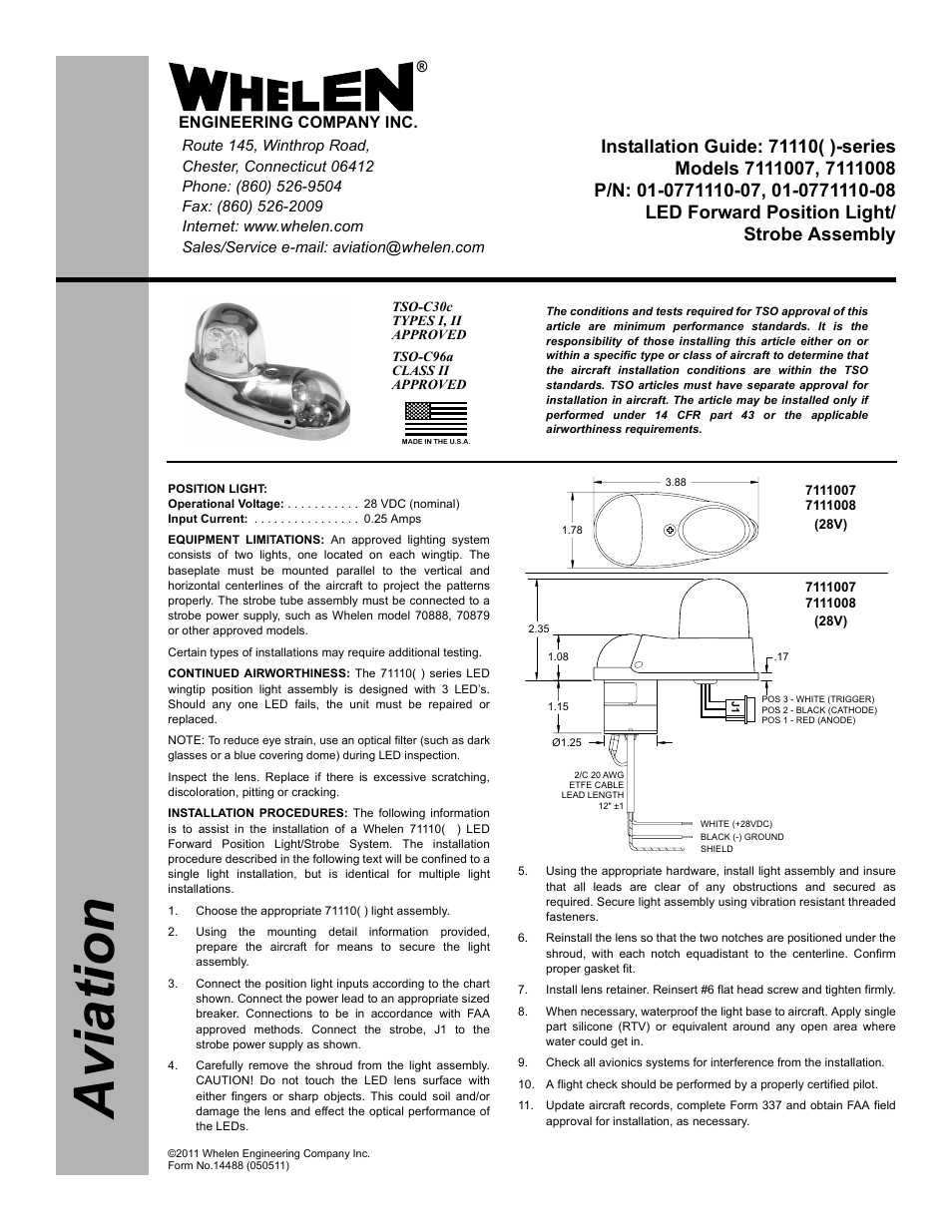 Whelen 7111007 User Manual | 2 pages