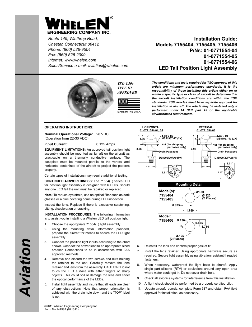 Whelen 7155404 User Manual | 2 pages