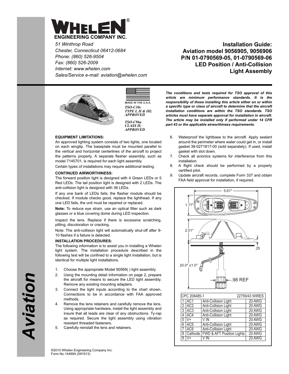 Whelen 9056905 User Manual | 2 pages