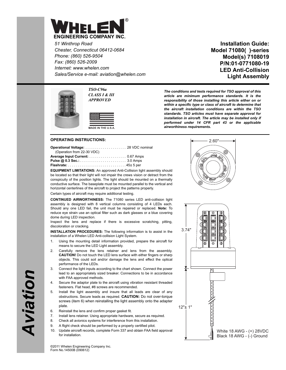 Whelen 7108019 User Manual | 2 pages