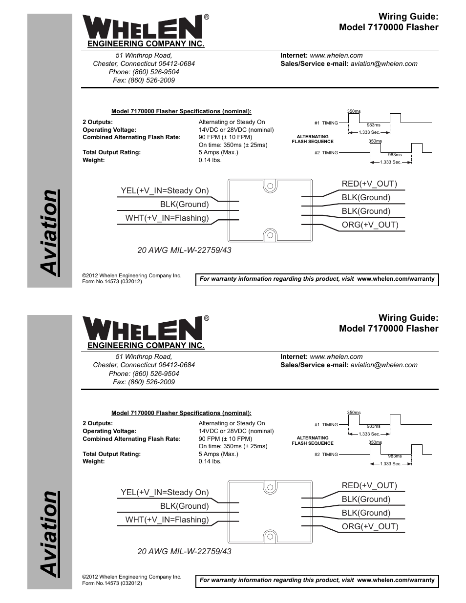 Whelen 7170000 User Manual | 1 page