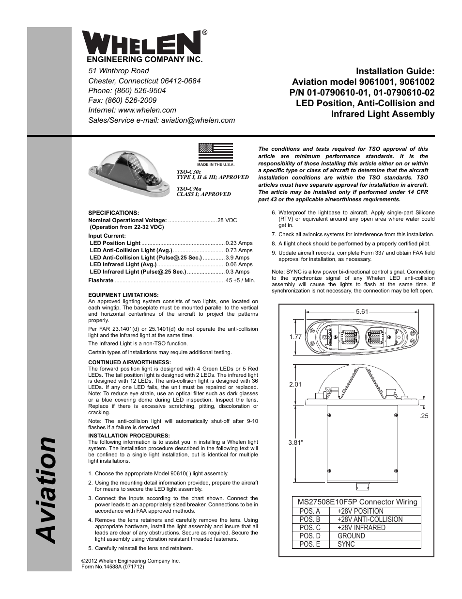Whelen 9061001 User Manual | 2 pages