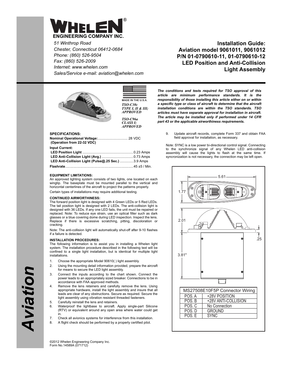 Whelen 9061011 User Manual | 2 pages