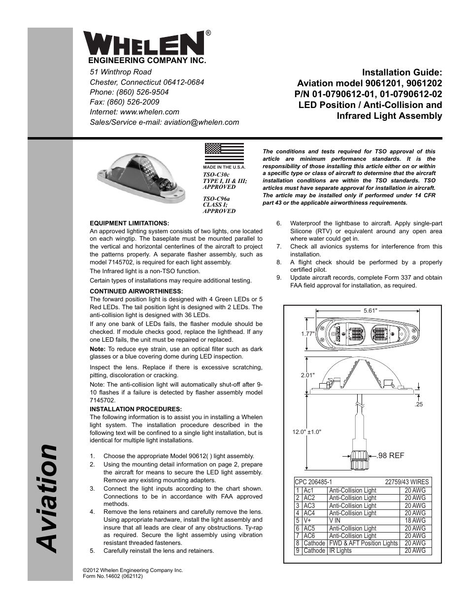 Whelen 9061201 User Manual | 2 pages