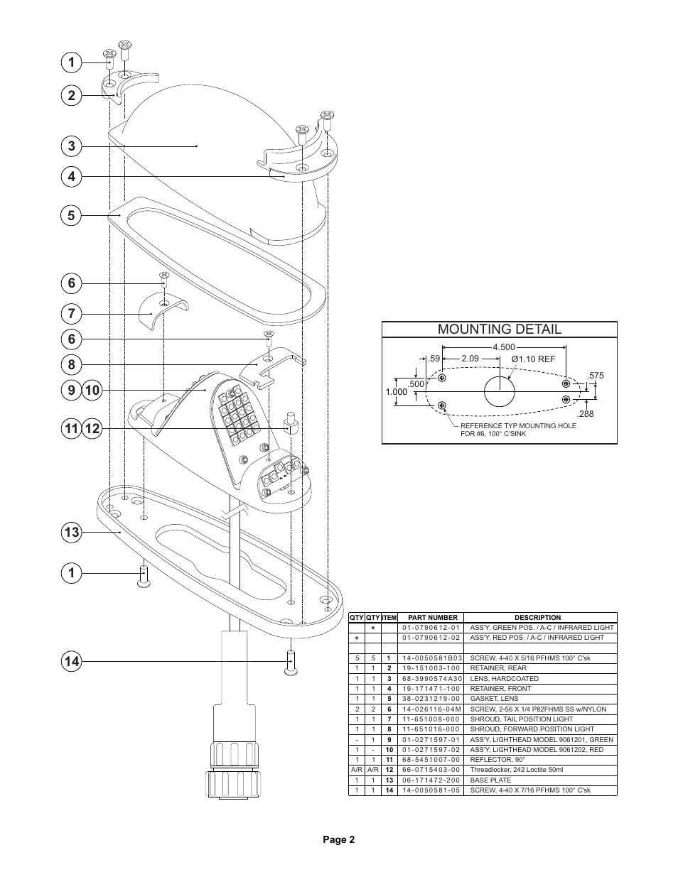 Mounting detail | Whelen 9061201 User Manual | Page 2 / 2