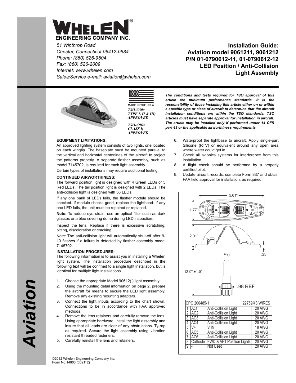 Whelen 9061211 User Manual | 2 pages