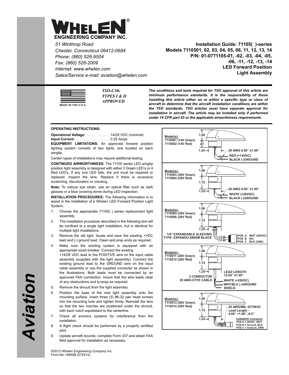 Whelen 7110501 User Manual | 2 pages