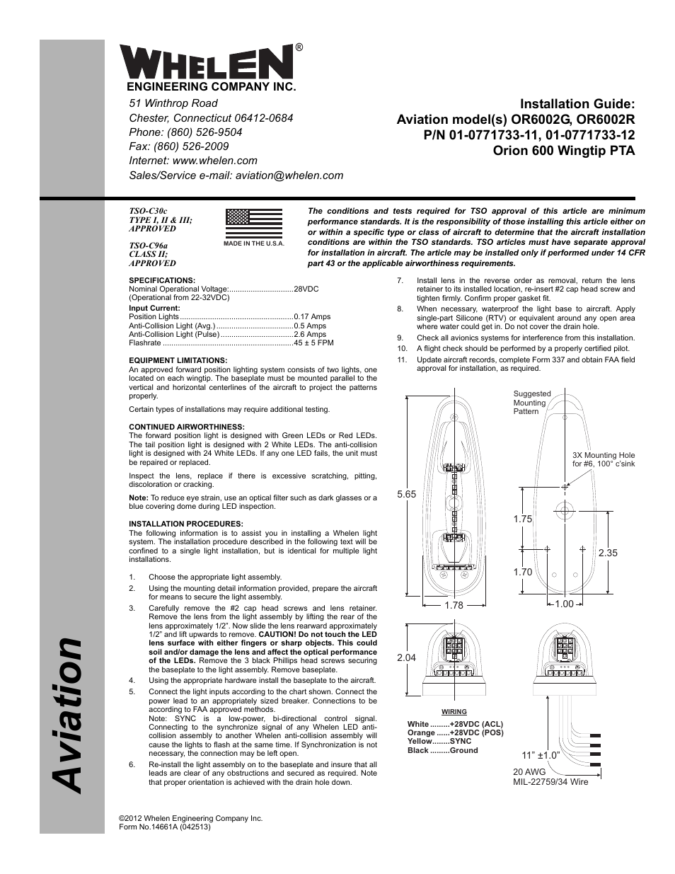 Whelen OR6002G User Manual | 2 pages