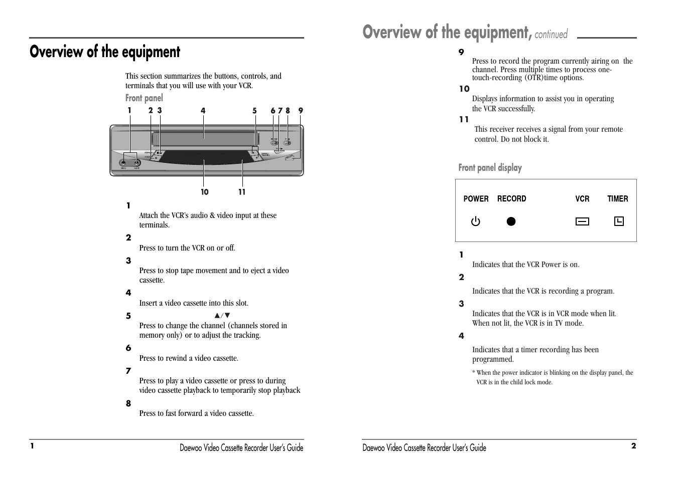 Overview of the equipment, Continued | Daewoo DV-T5DN User Manual | Page 4 / 22