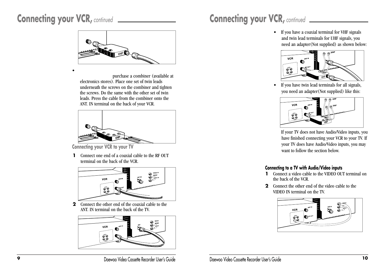 Connecting your vcr, Continued | Daewoo DV-T5DN User Manual | Page 8 / 22