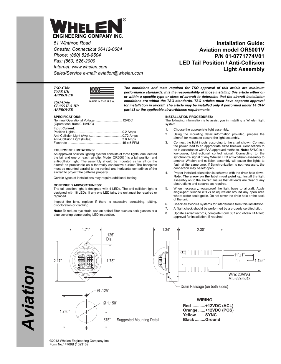 Whelen OR5001V User Manual | 2 pages