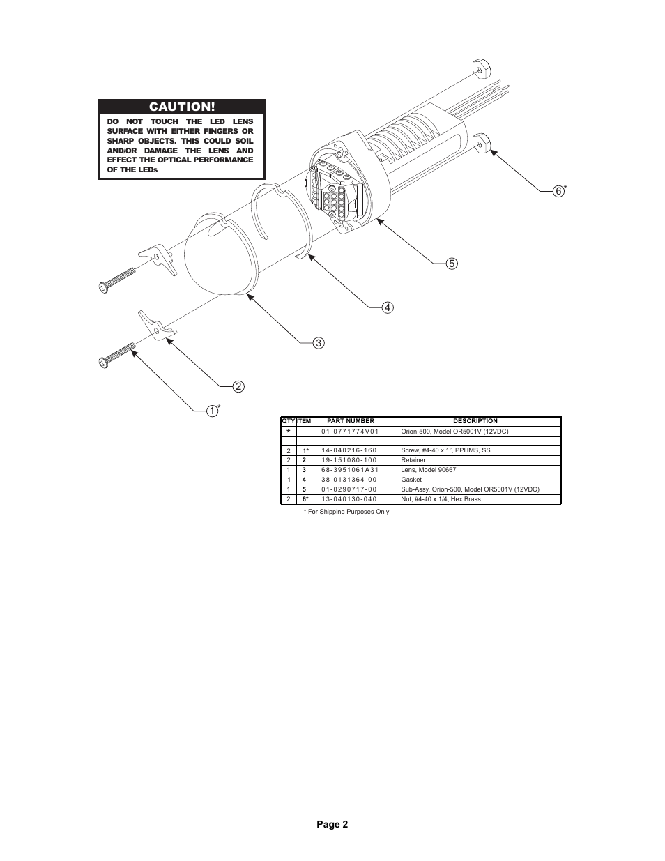 Caution, Page 2 | Whelen OR5001V User Manual | Page 2 / 2