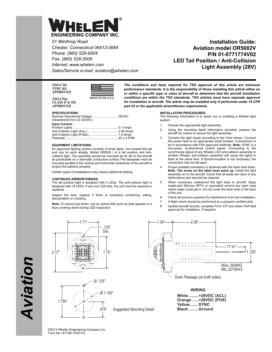 Whelen OR5002V User Manual | 2 pages