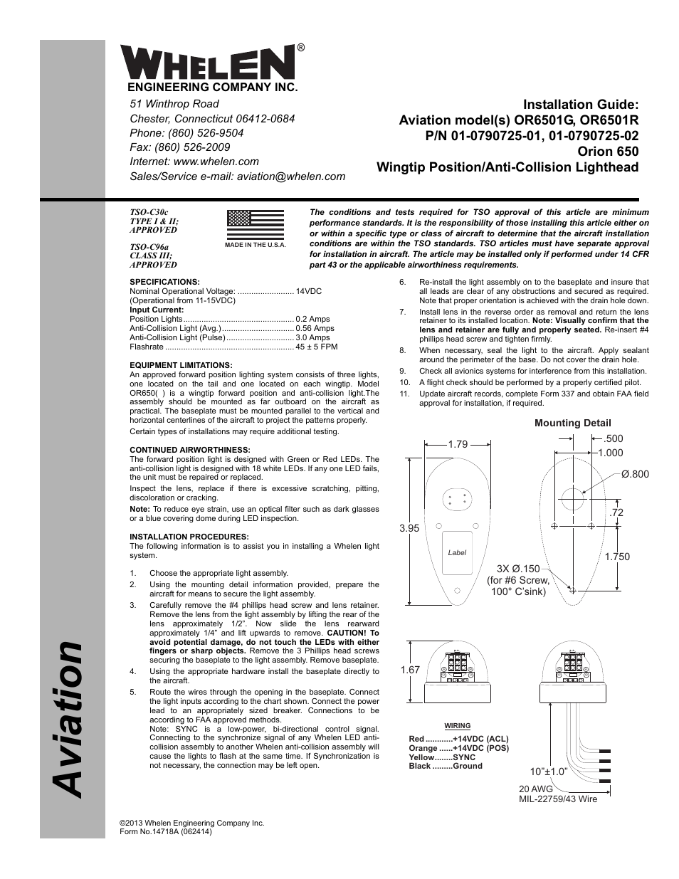 Whelen OR6501G User Manual | 2 pages