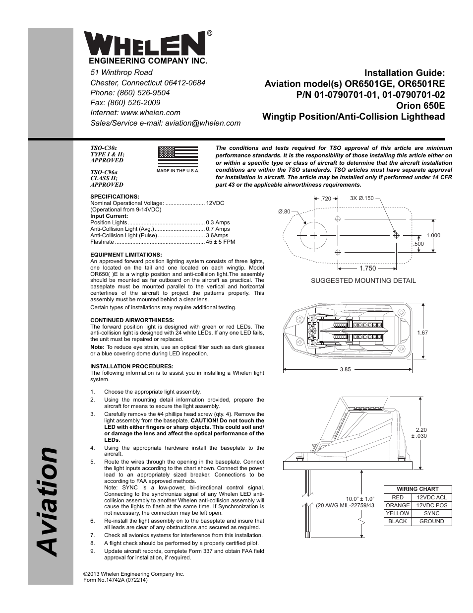 Whelen OR6501GE User Manual | 2 pages