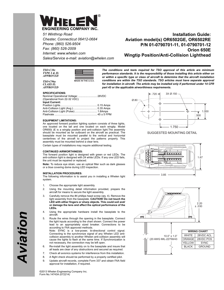 Whelen OR6502GE User Manual | 2 pages