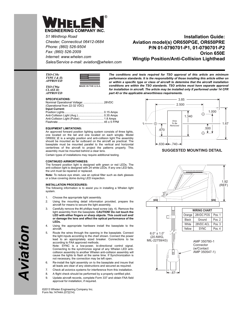 Whelen OR650PGE User Manual | 2 pages