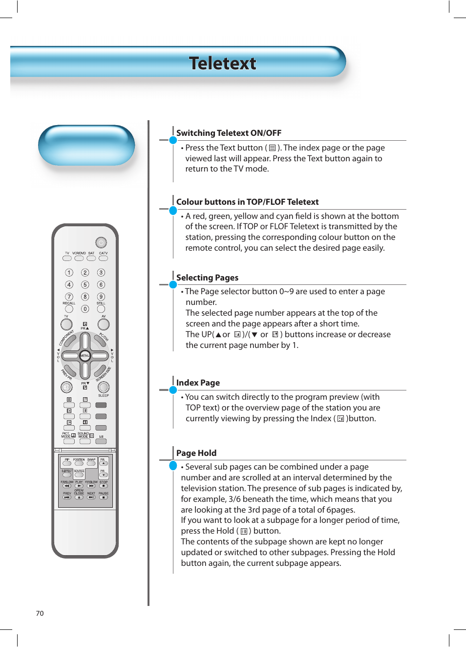 Teletext | Daewoo DT-42A1 User Manual | Page 69 / 72