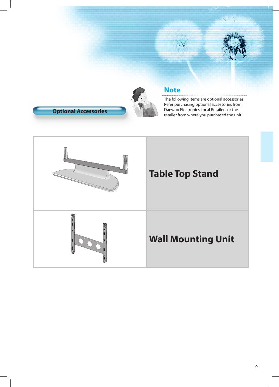 Table top stand wall mounting unit | Daewoo DT-42A1 User Manual | Page 8 / 72