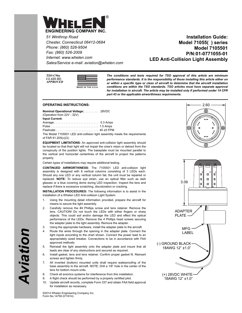 Whelen 7105501 User Manual | 2 pages