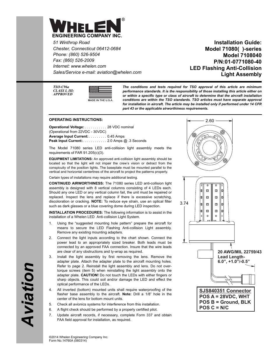 Whelen 7108040 User Manual | 2 pages