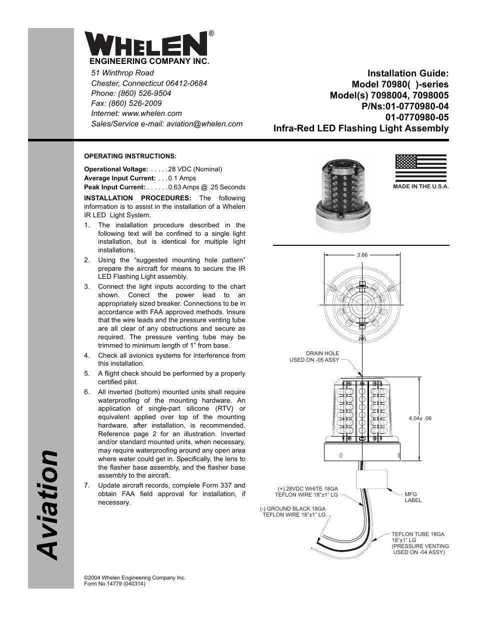 Whelen 7098004 User Manual | 2 pages