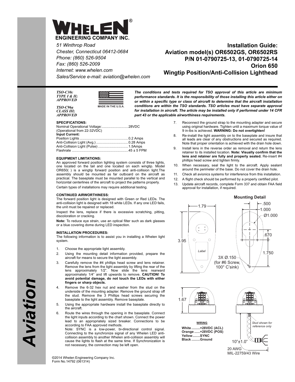 Whelen OR6502GS User Manual | 2 pages