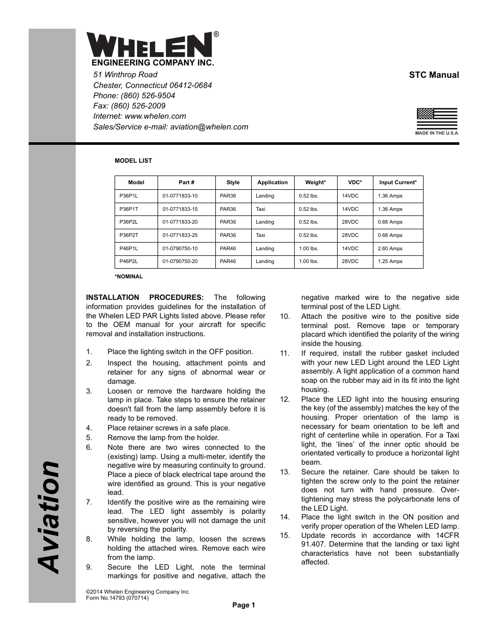 Whelen P36P1L User Manual | 5 pages