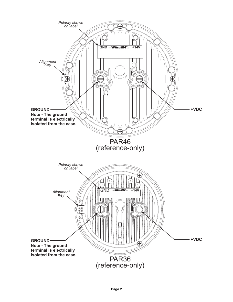 Par46 (reference-only) par36 (reference-only) | Whelen P36P1L User Manual | Page 2 / 5