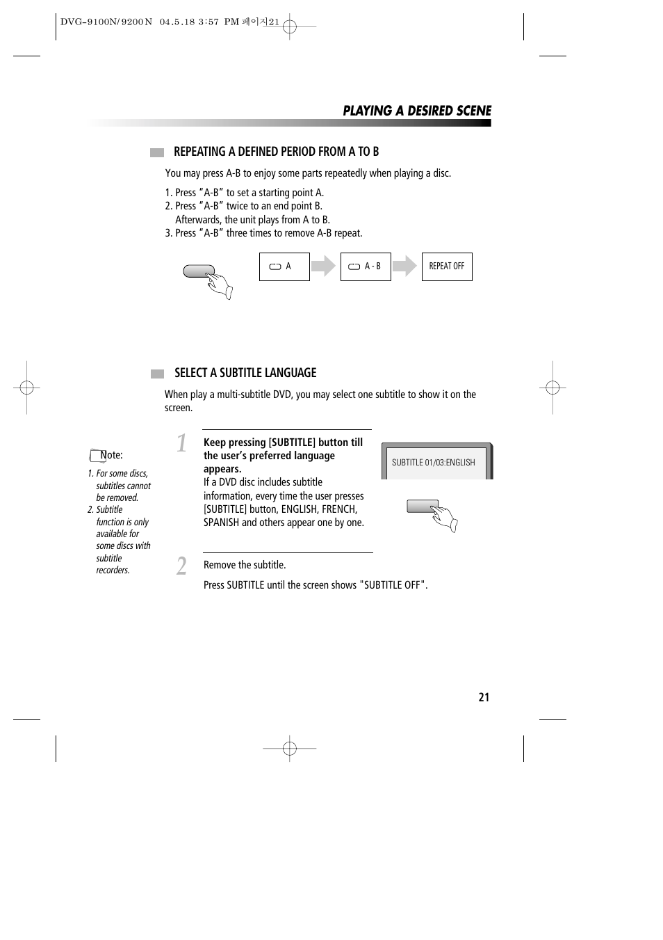 Daewoo DVG-9100N User Manual | Page 22 / 37