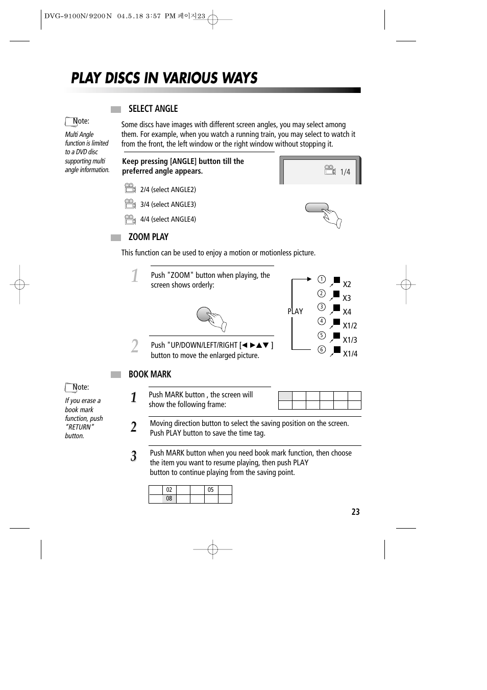 Play discs in various ways | Daewoo DVG-9100N User Manual | Page 24 / 37