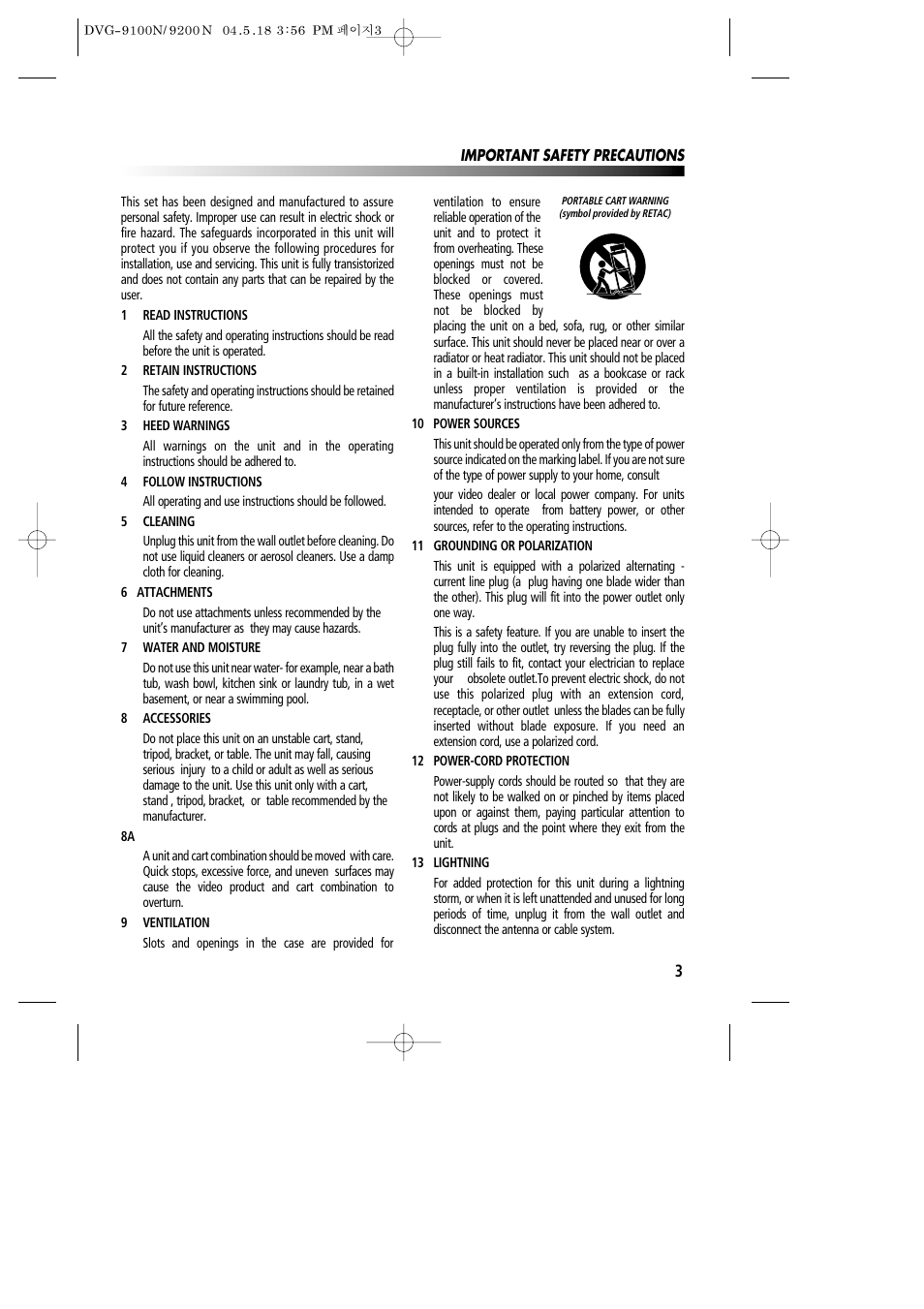 Daewoo DVG-9100N User Manual | Page 4 / 37