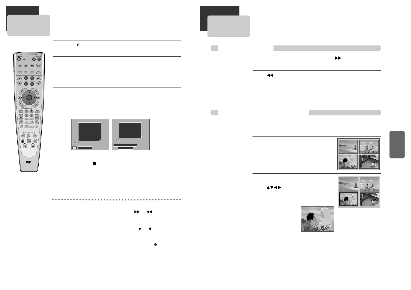 Dvd playback, Playing a desired scene, Directly moving to a desired title (dvd) | Daewoo DCR-9120 User Manual | Page 20 / 37