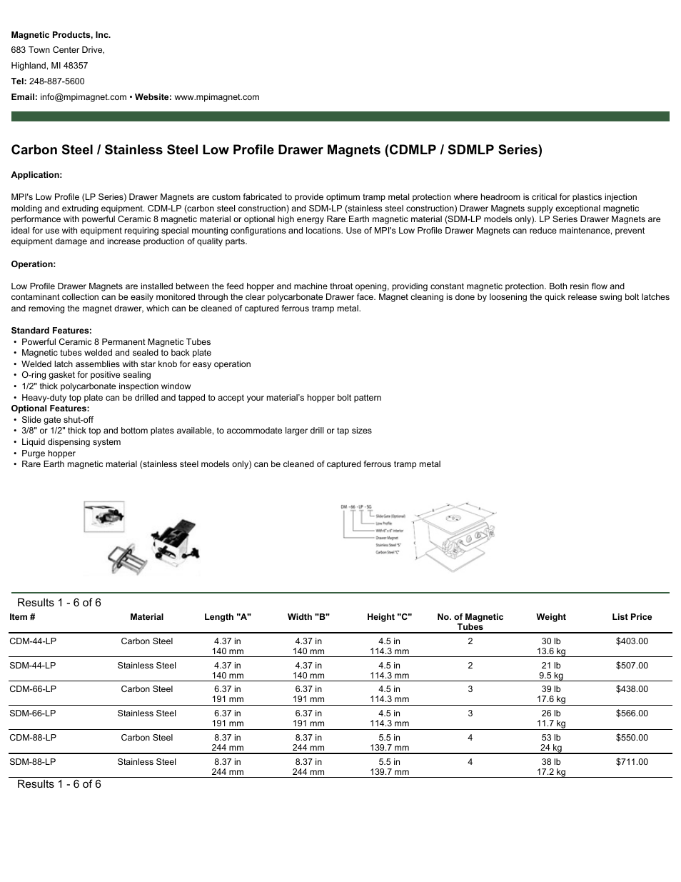 Magnetic Products CDMLP Series User Manual | 1 page