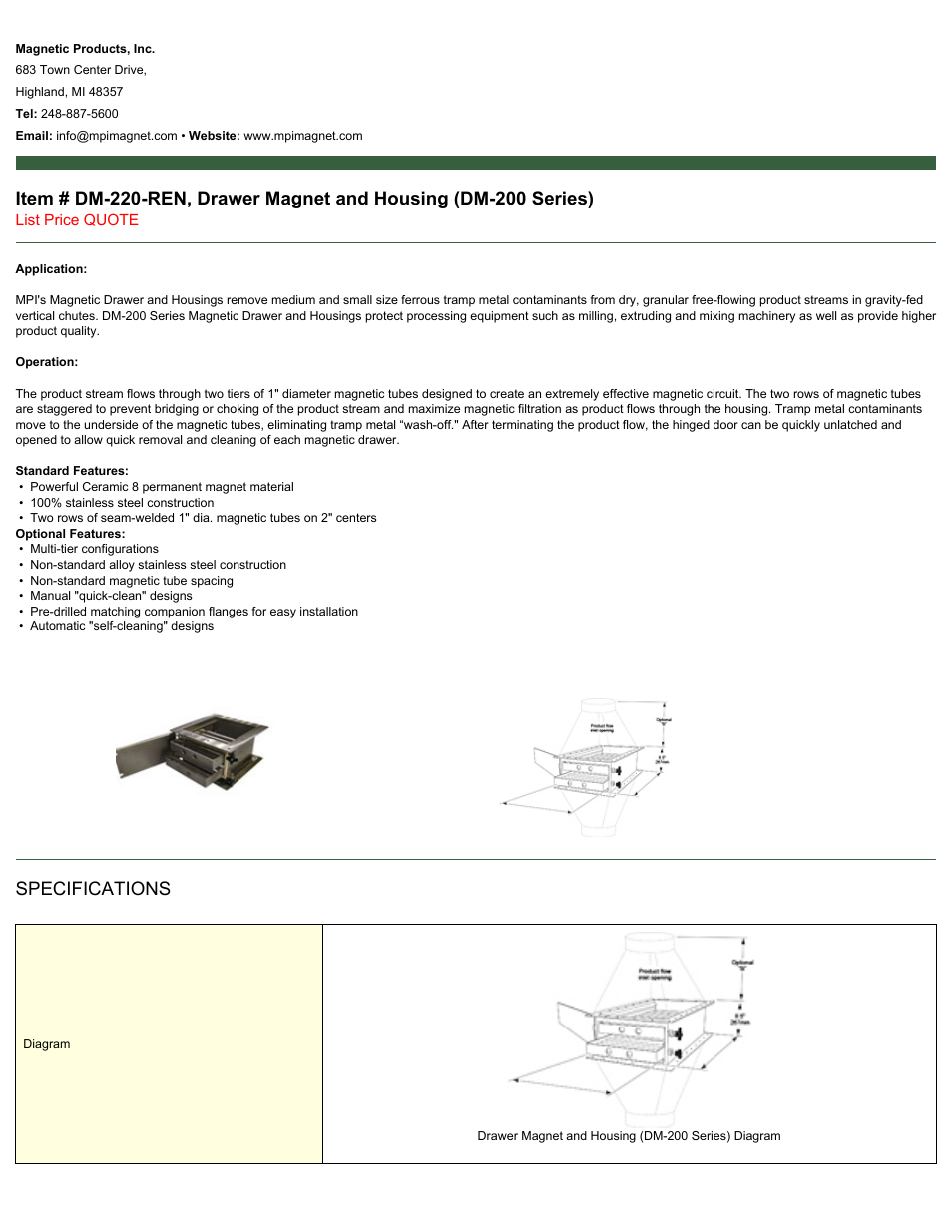 Magnetic Products DM-220-REN User Manual | 2 pages