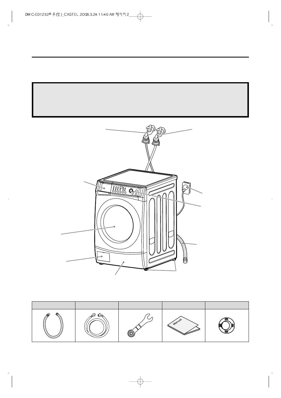 Parts and features, Accessories | Daewoo DWC-ED1232 User Manual | Page 2 / 30